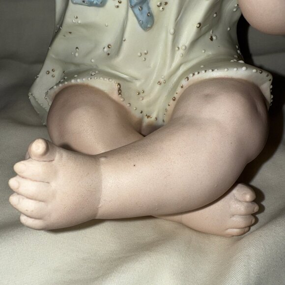 Antique Bisque Flute Baby Statue Porcelain Conta Boehme 8x5” BROKEN PINKY FINGER - Picture 14 of 15